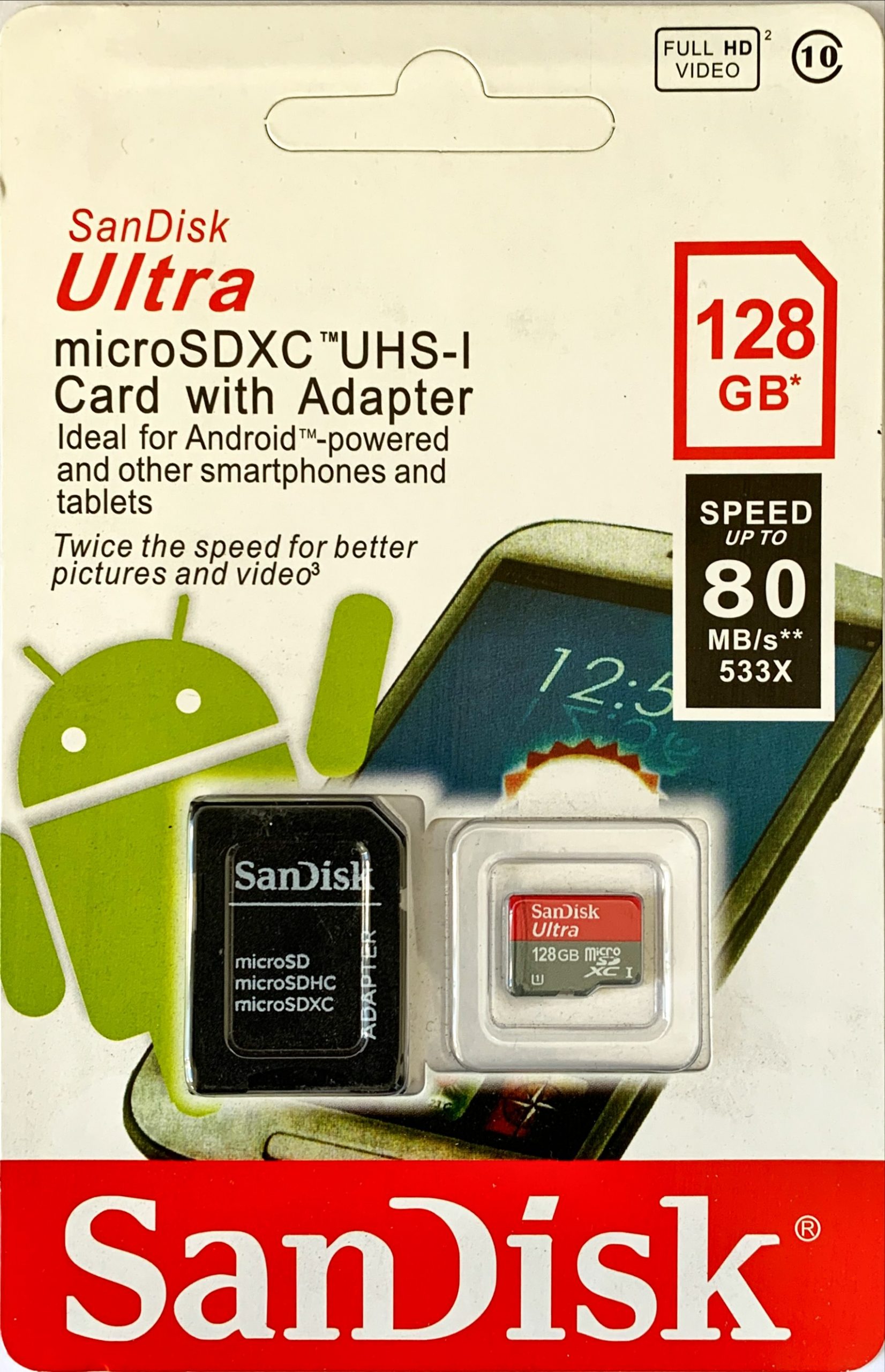 SanDisk Ultra 128GB microSDXC UHS-I Card with Adapter