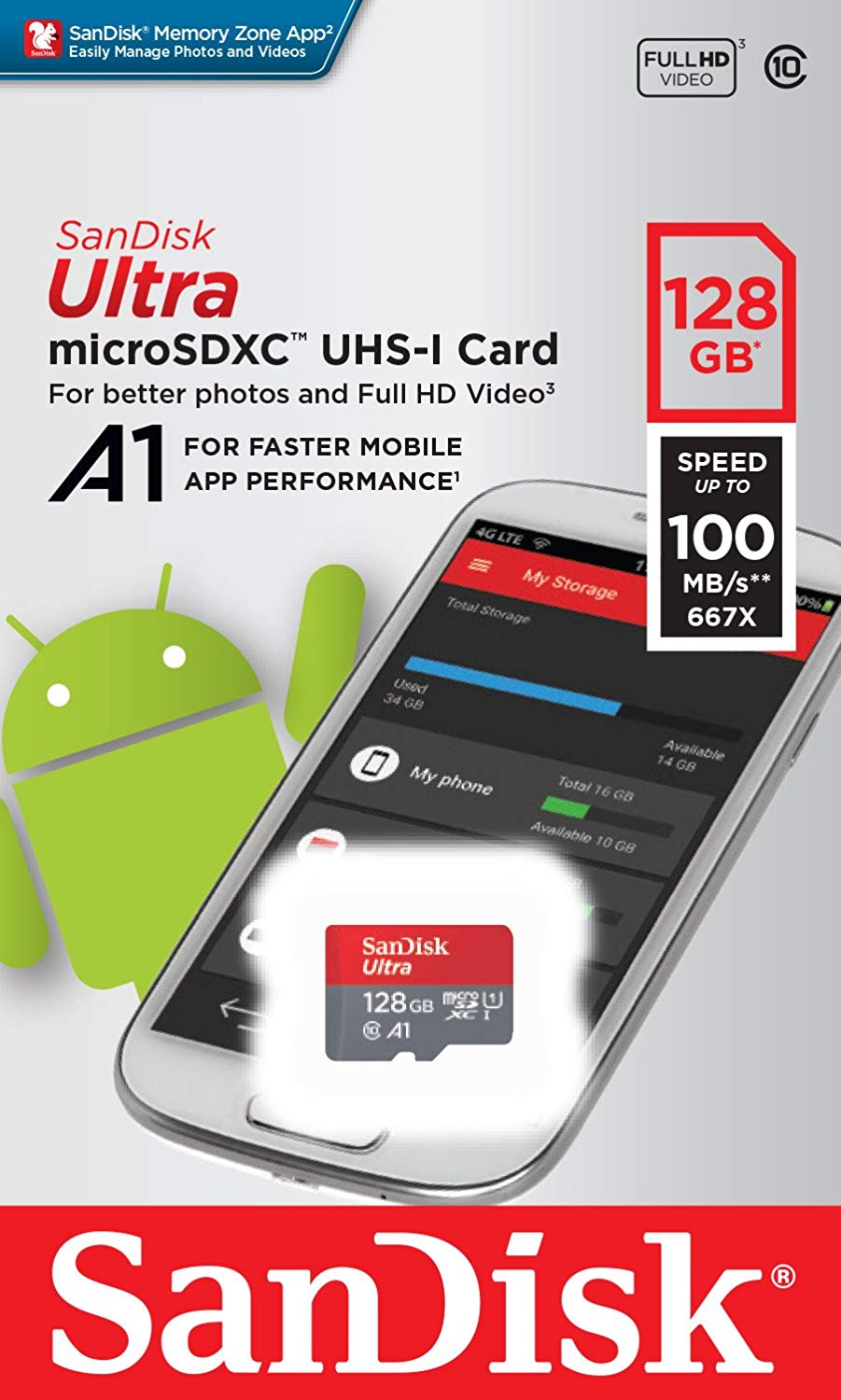 SanDisk Ultra 128GB microSDXC UHS-I Card with Adapter
